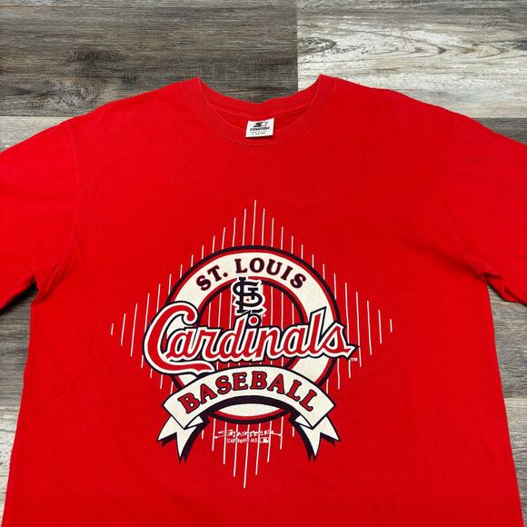 Vintage 90s Starter MLB St. Louis Cardinals Baseball Red Mens L USA Made T-Shirt - Picture 1 of 9